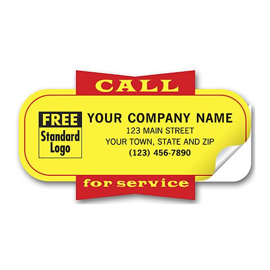 Service Labels, "Call For Service", Yellow, Padded