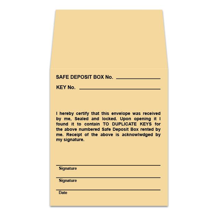 Safe Deposit Box Key Envelope