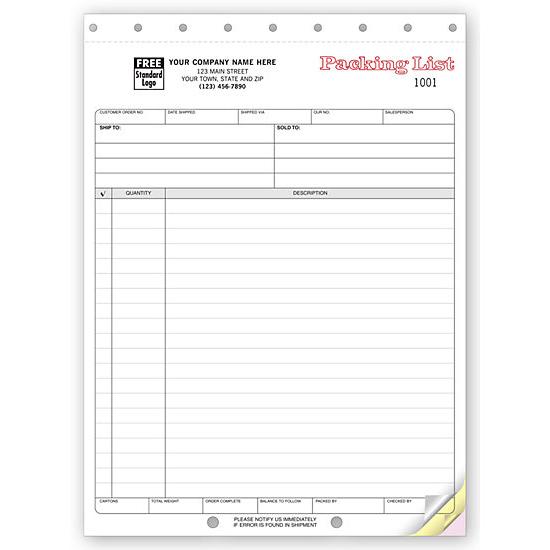 Packing Lists for Shipping, Large Format, Personalized