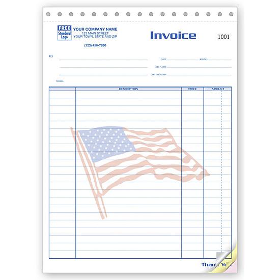 Job Invoice With American Flag - Large Patriotic