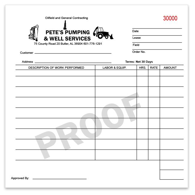 Oilfield, Pumping, And Well Services Invoice Form
