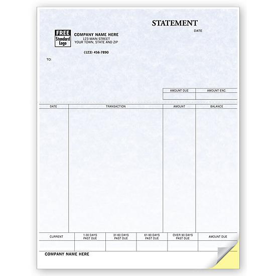 Billing Statement, Laser and Inkjet Compatible, Parchment, Custom Printed