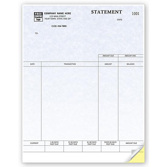 Billing Statement Form, Laser and Inkjet Compatible, Parchment, Custom Printed