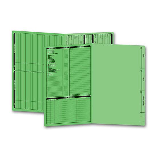 Real Estate Listing Folder, Pre-Printed, Left Panel List, Legal Size, Closing Checklist, Green, 14 3/4 x 9 3/4"