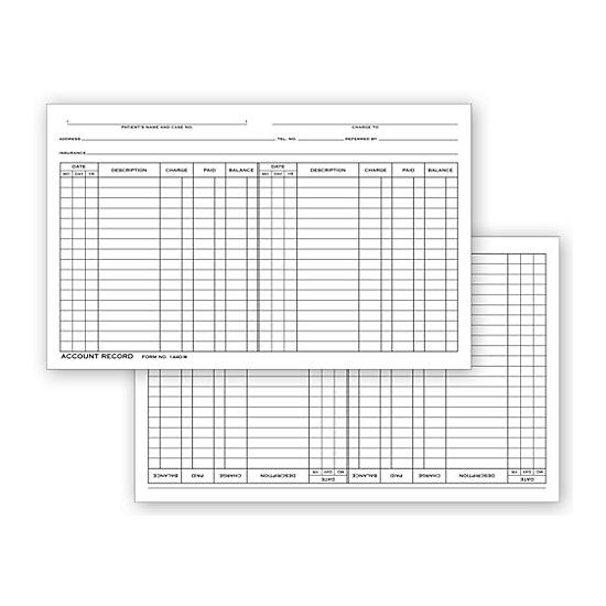 Account Record Billing Card - Double Entry