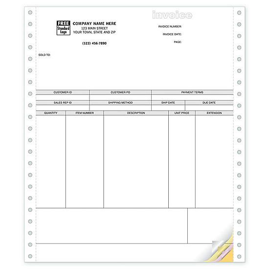 Product Invoices, Continuous, Classic Carbonless forms