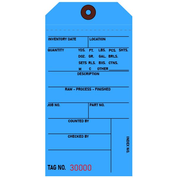 Blue Inventory Tags, Custom Printed