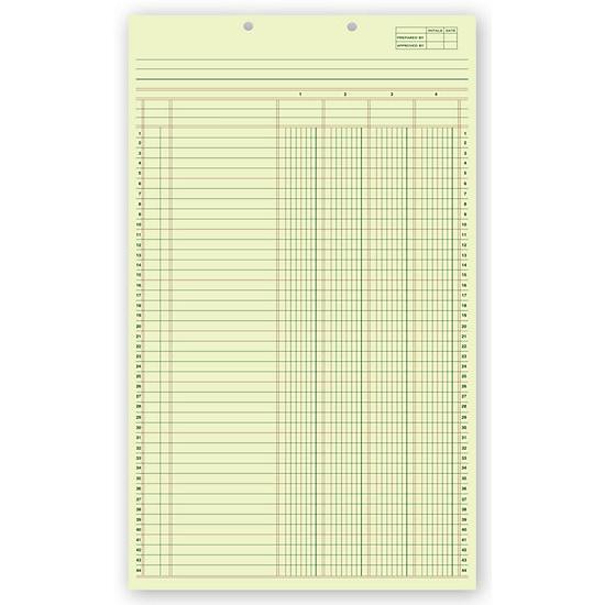 Columnar Pads - 4 Columns, 8 1/2 x 14", Pre Printed,  legal-size pads, Numbered Lines & Columns, Manual Accounting