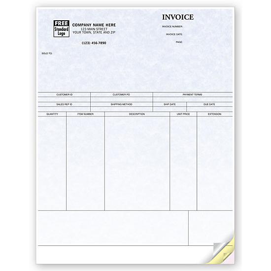 Product Invoice Form, Laser and Inkjet Compatible, Parchment - Custom Printed