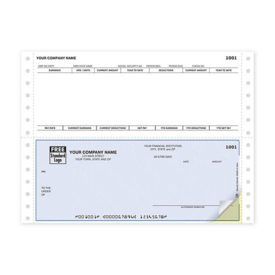 Continuous Payroll Check, Bottom, OSAS Compatible, Personalized Printing