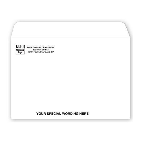White Booklet Envelope With Return Address Printed, 9 X 6
