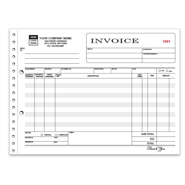 Business Invoice: D, 11 X 8.5