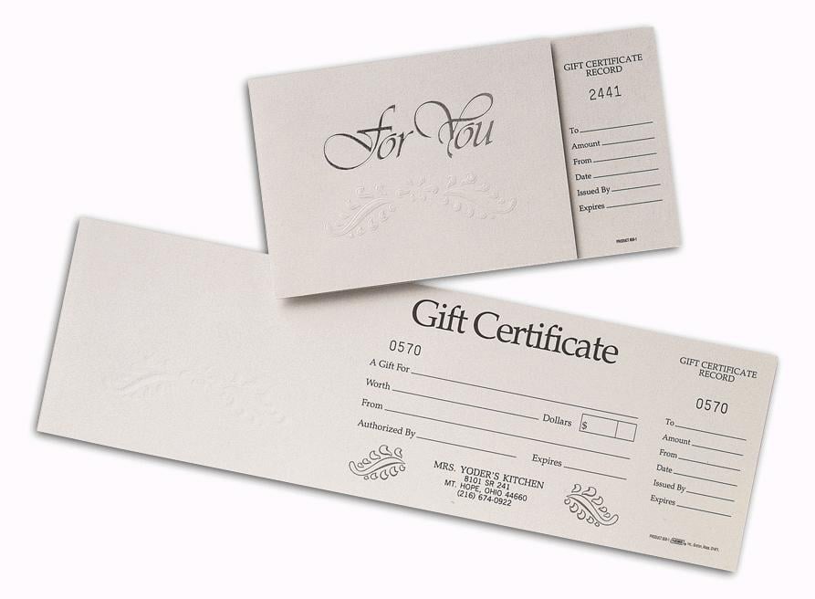 Gift Cards / Courtesy Certificates / Award Certificates