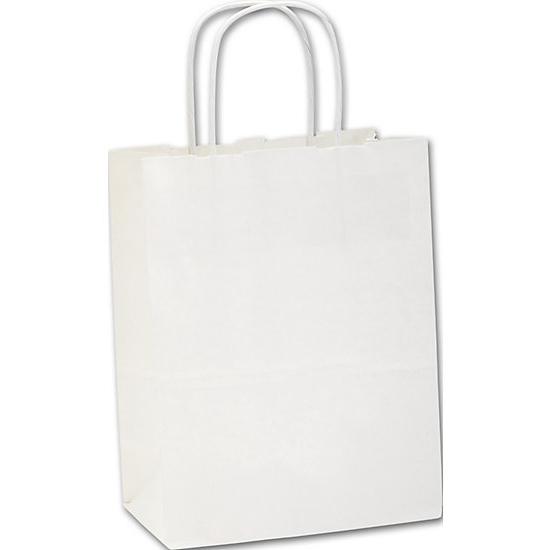 Recycled White Kraft Paper Shopping Bags Cub, Retail Bags