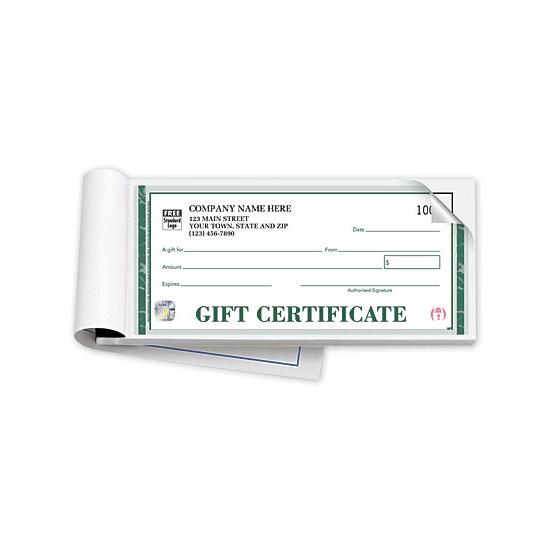 Personalized Gift Certificate Book With Carbon Copy, Security Feature