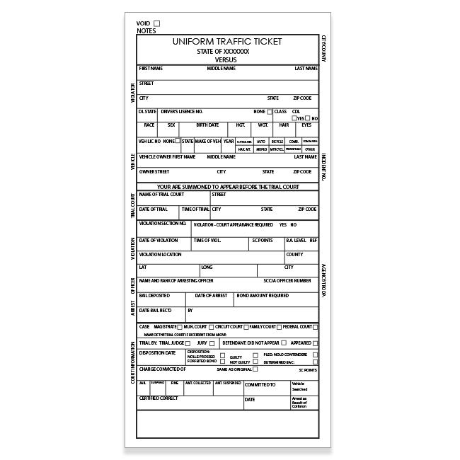 Generic Parking Violation Ticket Printing With Manila Tag Stock