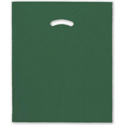 Dark Green Plastic Bags, Large 15 x 18" + 4" Bottom Gusset