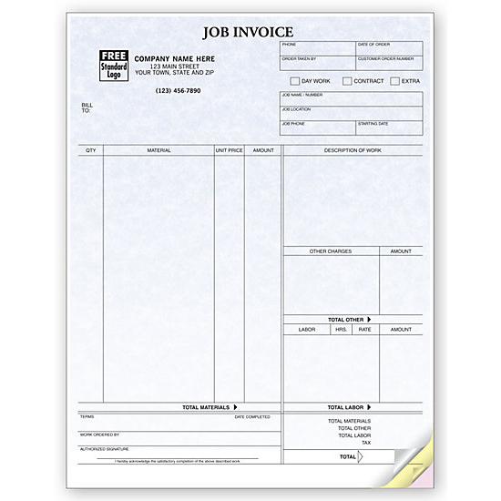 Job Invoice Contract Form, Parchment, Laser And Inkjet Compatible