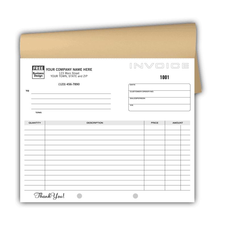 Invoice Book, Pre-printed, Personalized, Carbonless Copies, 50 Sets Per Book