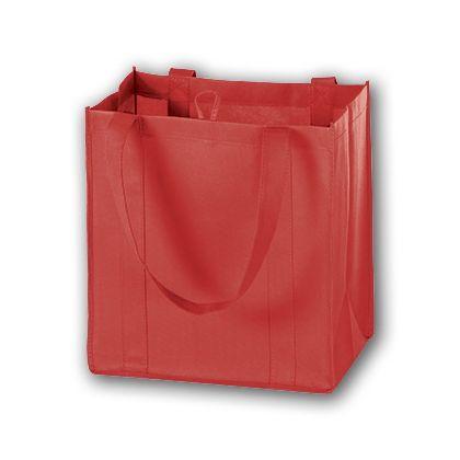 Unprinted Non-Woven Market Tote Bags, Red, Small