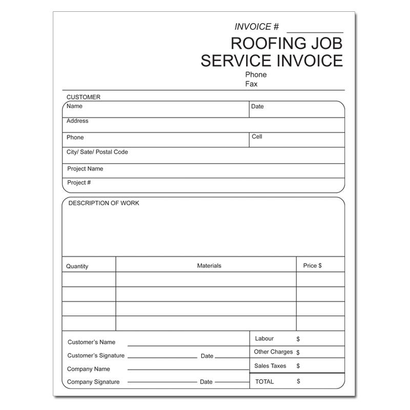 Roofing Invoice: 8.5" X 11"