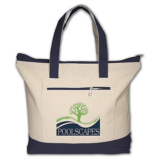 Zippered Cotton Boat Tote Bag, Printed Personalized Logo, Promotional Item, 50