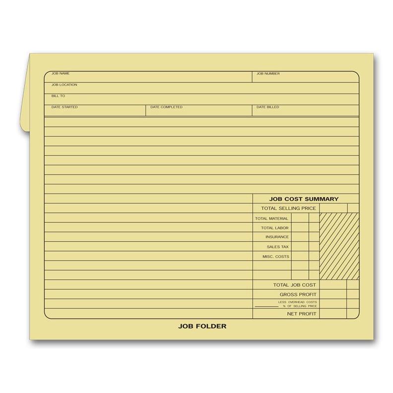 Pre-printed Job Envelope with Job Costs Summary, 12 x 10"