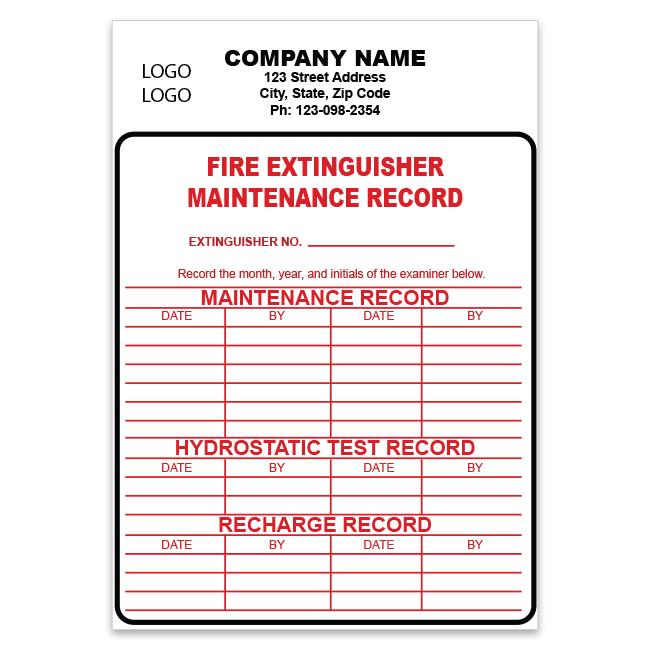 Fire Extinguisher Maintenance Sticker, Personalized, Custom Printed