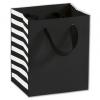 Side-striped Manhattan Euro-shoppers Bag, Black, 5 X 4 X 6"