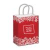 Custom Printed Paper Bag - Winter Frost Shoppers - Red & White With Handles
