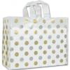 Clear Frosted Plastic Bags With Handle, Gold & Silver Dots, Large 16 X 6 X 12"