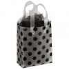 Clear Frosted Plastic Bags With Handle, Black Dots, Medium 8 X 4 X 10"