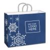 Blue & White Christmas Shopping Paper Bag With Handle - Large