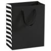 Side-striped Manhattan Euro-shoppers Bag, Black, 8 X 4 X 10"