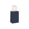 Dark Blue Paper Bags With Handles, Kraft, Personalized, Small 5 1/4 X 3 1/2 X 8 1/4"