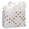 Clear-frosted Plastic Bags With Handle, Brown & Blue Dots, Large