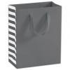 Side-striped Manhattan Euro-shoppers Bag, Grey, 8 X 4 X 10"