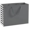 Side-striped Manhattan Euro-shoppers Bag, Grey, 16 X 6 X 12"