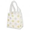 Clear Frosted Plastic Bags With Handle, Gold & Silver Dots, Small 6 1/2 X 3 1/2 X 6 1/2"