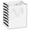 Side-striped Manhattan Euro-shoppers Bag, White, 5 X 4 X 6"