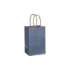 Blue Paper Bags With Handles, Kraft, Personalized, Small 5 1/4 X 3 1/2 X 8 1/4"