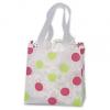 Frosted Wedding Gift Bags With Handle, Pink & Green Dots, Small 6 1/2 X 3 1/2 X 6 1/2"