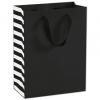 Side-striped Manhattan Euro-shoppers Bag, Black, 10 X 5 X 13"
