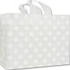 Clear Frosted Plastic Bags With Handle, White Dots, Large 16 X 6 X 12"