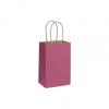 Bright Pink Paper Bags With Handles, Kraft, Personalized, Small 5 1/4 X 3 1/2 X 8 1/4"