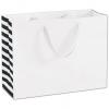 Side-striped Manhattan Euro-shoppers Bag, White, 16 X 6 X 12"