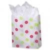 Clear Frosted Plastic Bags With Handle, Pink & Green Dots, Medium 8 X 4 X 10"