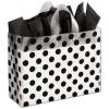 Clear Frosted Plastic Bags With Handle, Black Dots, Large 16 X 6 X 12"