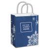Blue & White Christmas Paper Bag With Handles - Small