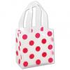 Clear Frosted Plastic Bags With Handle, Red Dots, Small 6 1/2 X 3 1/2 X 6 1/2"